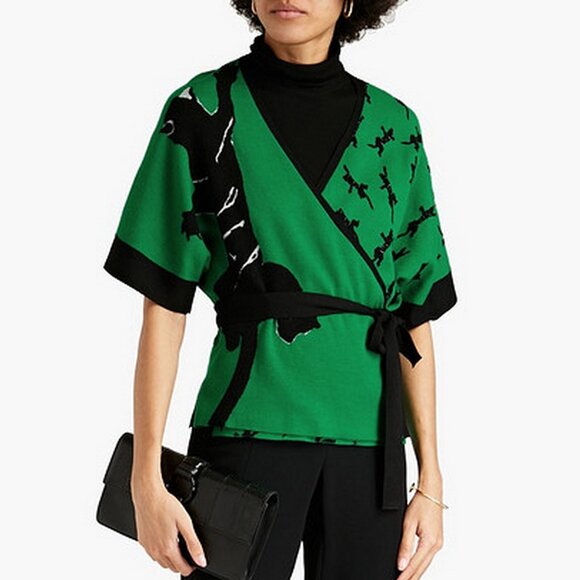 NWT Diane von Furstenberg DVF Wrap Top Cardigan for Office to Evening - Picture 1 of 14
